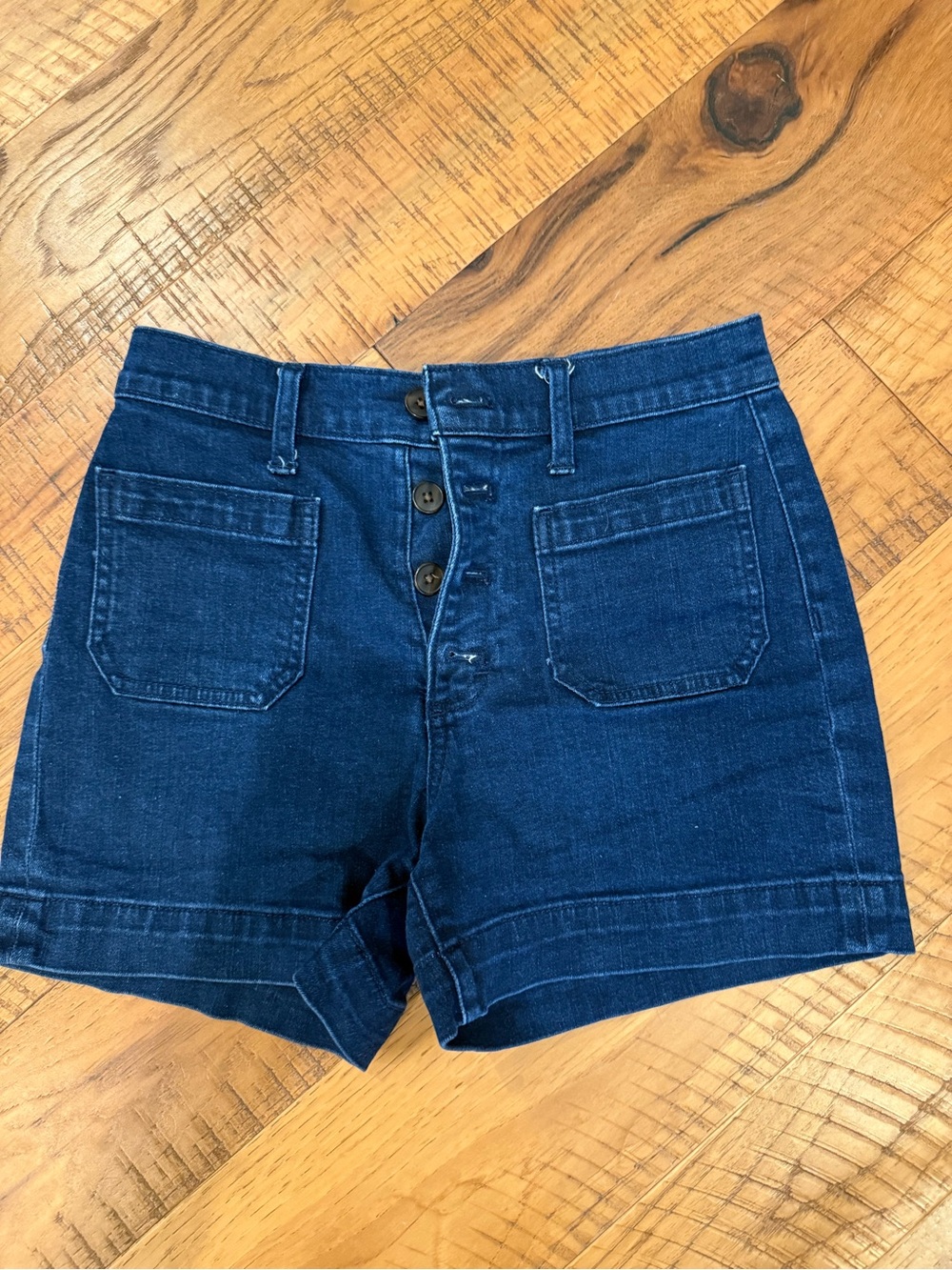 J. crew High-Waist Denim Button-Front Women’s Shorts - Navy Blue